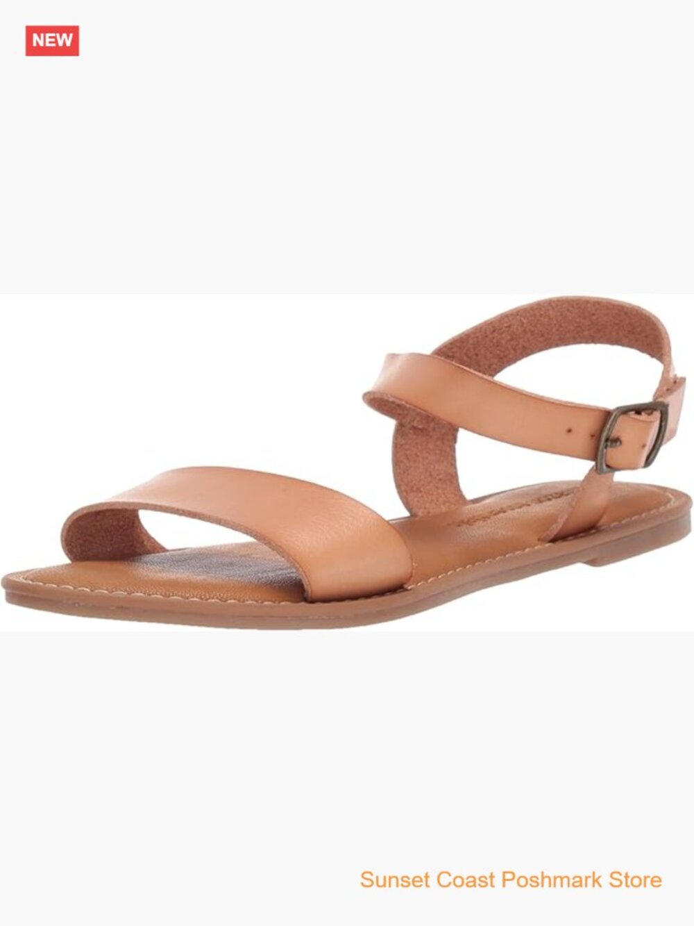 Women's Open Toe Slingback Sandals with Buckle Ankle Strap Faux Leather